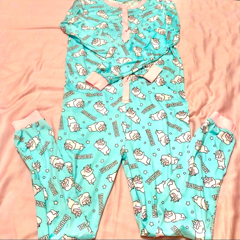 George Big Girls Onesie Unicorn Pajama Bodysuit Blue/Pink
